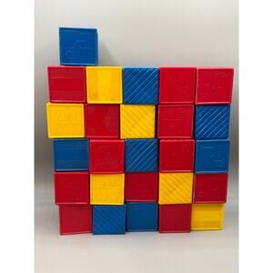 Tuppereware Vintage 1980s Colorful Primary Colors Blocks Toys LOT of 26